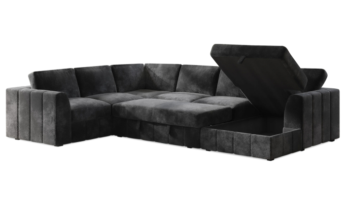 Coltar Goodfella Lada De Depozitare + Extensie Tapitat Stofa Gri Inchis [4]