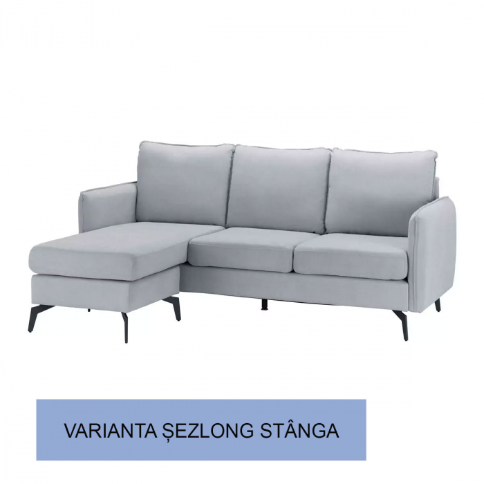 Coltar Hyperion Reversibil Stânga/Dreapta 193x86x136 cm Stofa Gri [6]