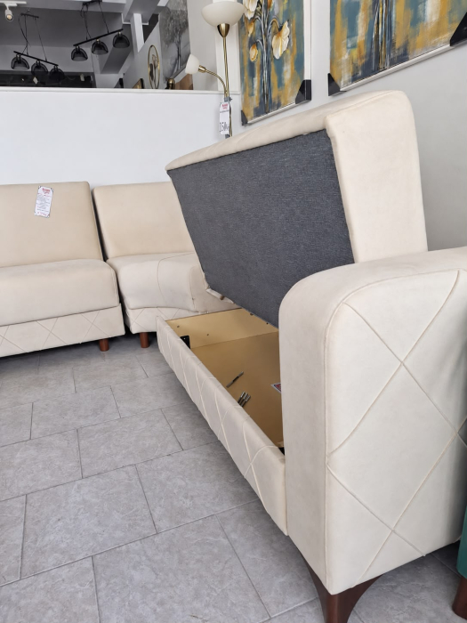 Coltar Kayra 310x90x250 cm Lada Depozitare Tapitat Catifea Nuanta Maro [14]