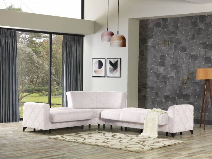 Coltar Kayra 310x90x250 cm Lada Depozitare Tapitat Catifea Nuanta Bej [2]