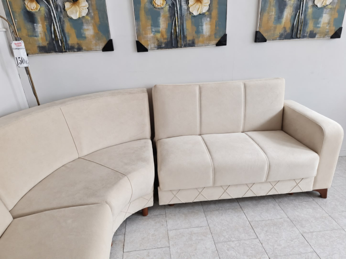 Coltar Kayra 310x90x250 cm Lada Depozitare Tapitat Catifea Nuanta Crem [8]