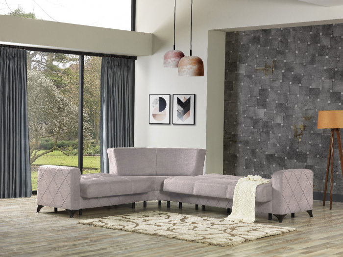 Coltar Kayra 310x90x250 cm Lada Depozitare Tapitat Catifea Nuanta Crem [2]