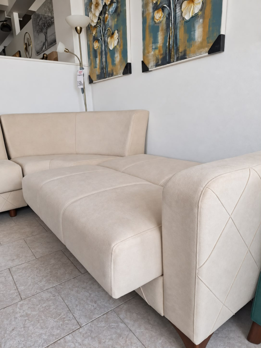 Coltar Kayra 310x90x250 cm Lada Depozitare Tapitat Catifea Nuanta Crem [11]