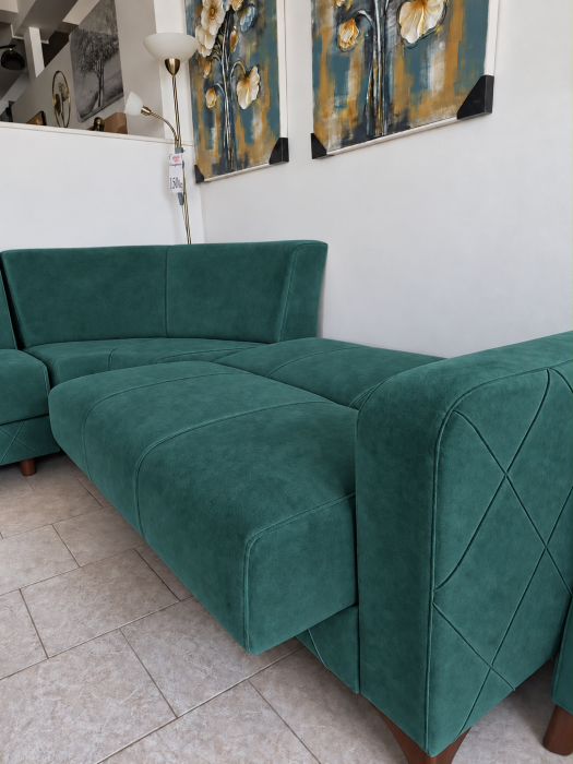 Coltar Kayra 310x90x250 cm Lada Depozitare Tapitat Catifea Nuanta Crem [3]