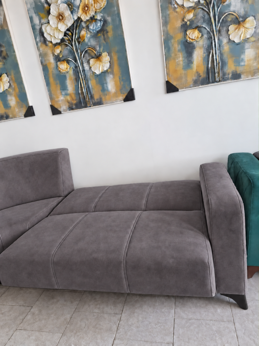 Coltar Kayra 310x90x250 cm Lada Depozitare Tapitat Catifea Nuanta Crem [3]