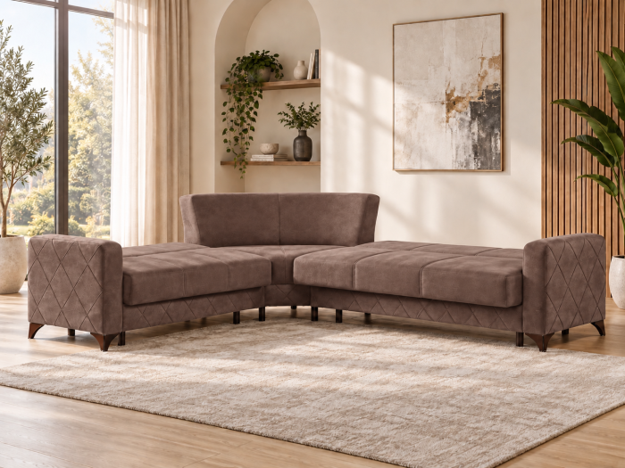 Coltar Kayra 310x90x250 cm Lada Depozitare Tapitat Catifea Nuanta Maro [2]