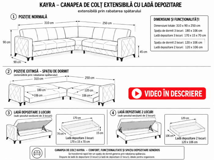 Coltar Kayra 310x90x250 cm Lada Depozitare Tapitat Catifea Nuanta Maro [8]