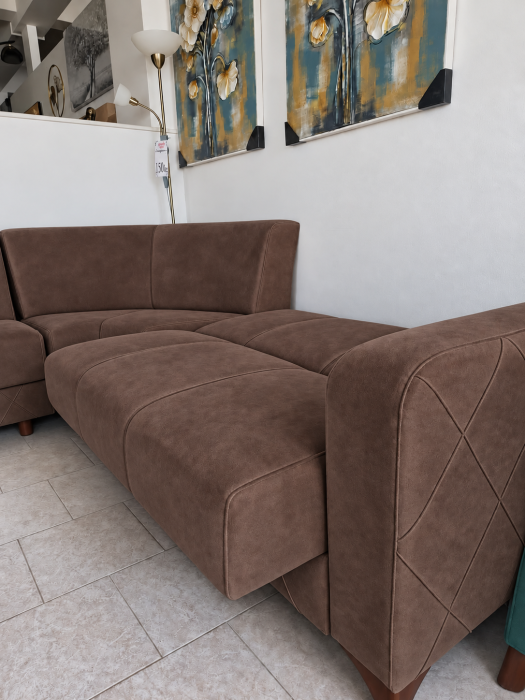 Coltar Kayra 310x90x250 cm Lada Depozitare Tapitat Catifea Nuanta Maro Inchis [5]