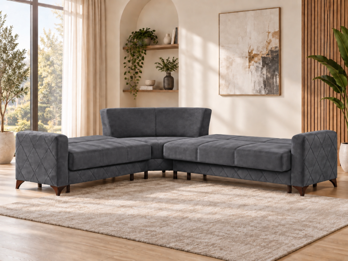 Coltar Kayra 310x90x250 cm Lada Depozitare Tapitat Catifea Nuanta Verde [2]