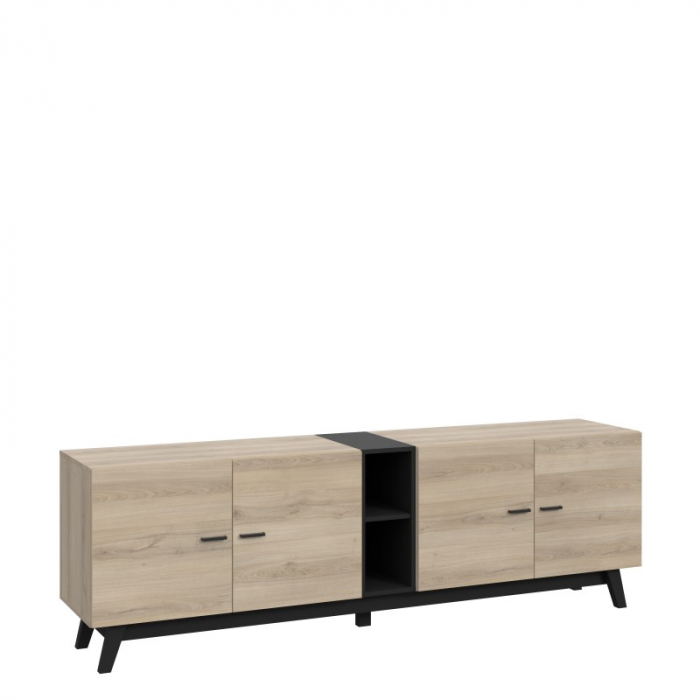 Comoda Cardiff 200x63x41 cm Nuanta Negru/Sonoma [4]