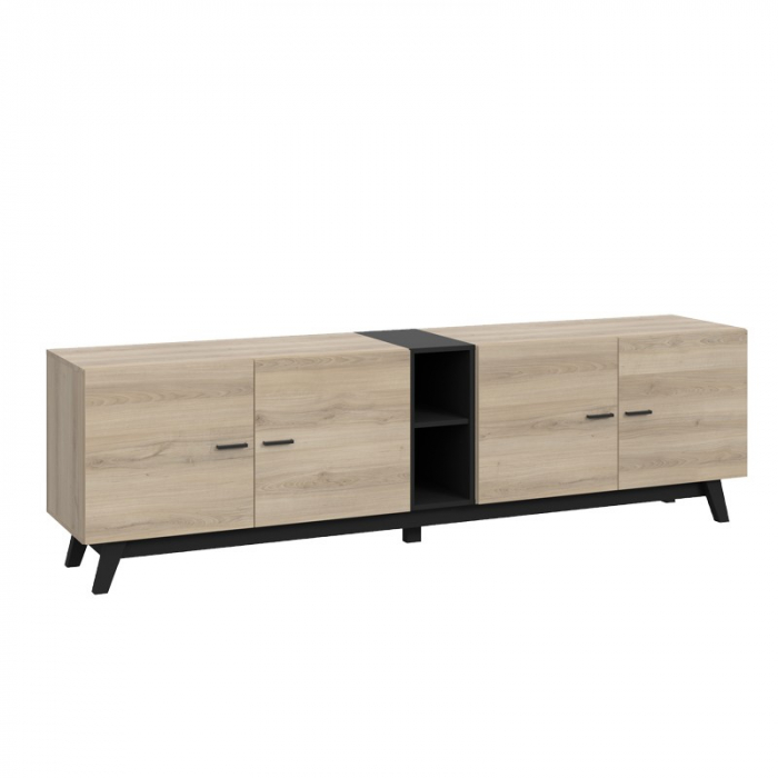 Comoda Cardiff 200x63x41 cm Nuanta Negru/Sonoma [2]