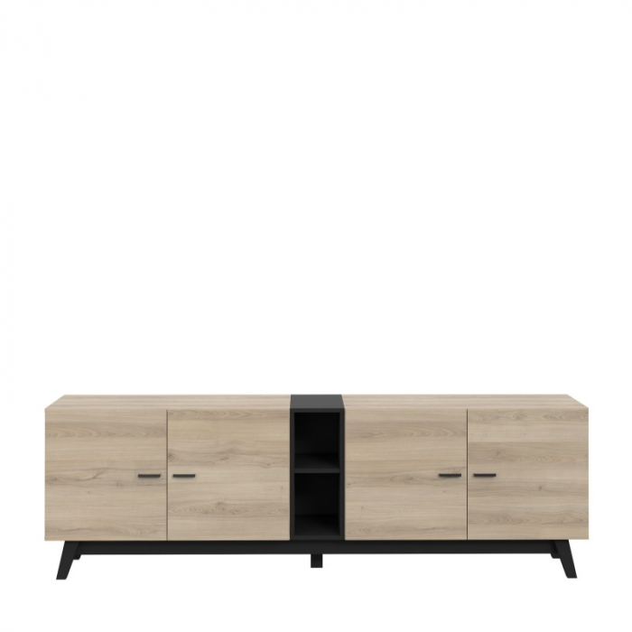 Comoda Cardiff 200x63x41 cm Nuanta Negru/Sonoma [3]