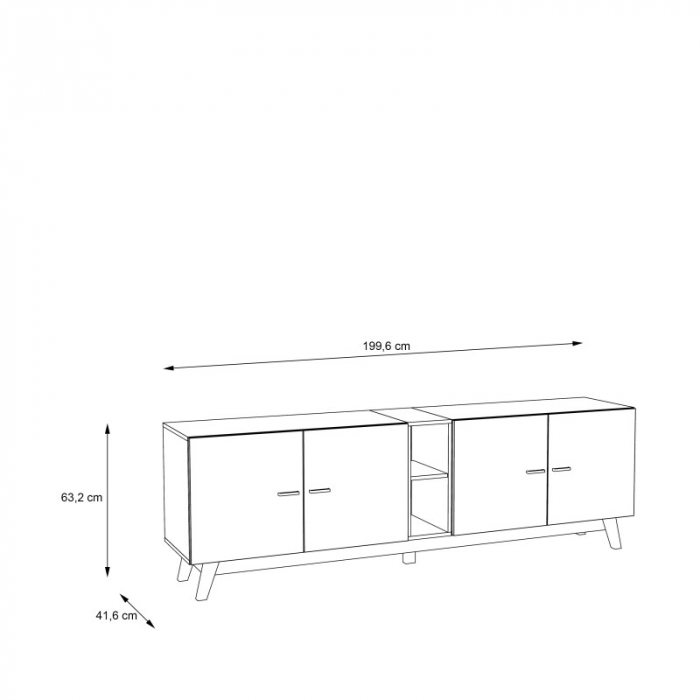 Comoda Cardiff 200x63x41 cm Nuanta Negru/Sonoma [6]