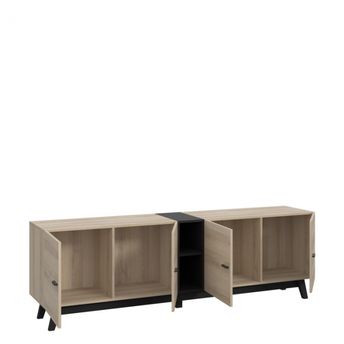 Comoda Cardiff 200x63x41 cm Nuanta Negru/Sonoma [5]