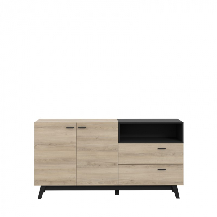 Comoda Nova 159.5x82.4x41 cm Nuanta Sonoma/Negru [3]