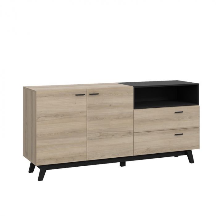 Comoda Nova 159.5x82.4x41 cm Nuanta Sonoma/Negru [2]