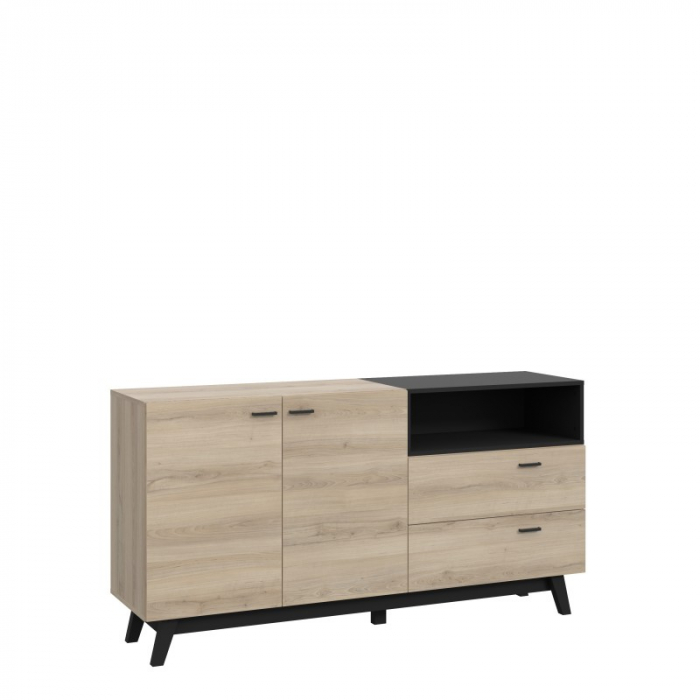 Comoda Nova 159.5x82.4x41 cm Nuanta Sonoma/Negru [4]