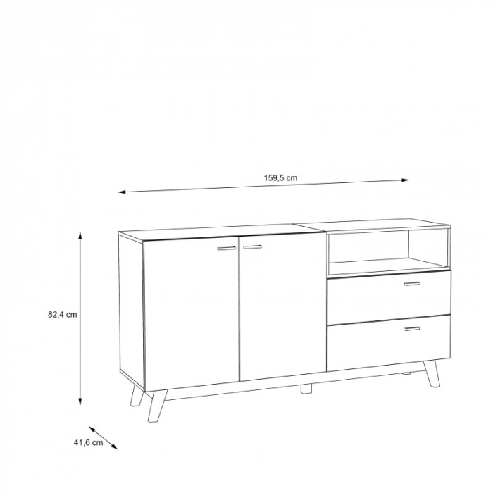 Comoda Nova 159.5x82.4x41 cm Nuanta Sonoma/Negru [6]
