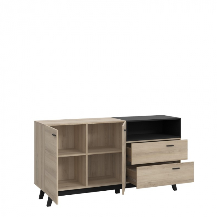 Comoda Nova 159.5x82.4x41 cm Nuanta Sonoma/Negru [5]