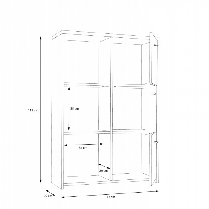 Comodă Tisa 77x112x29 cm Nuanta Alb/Sonoma [8]