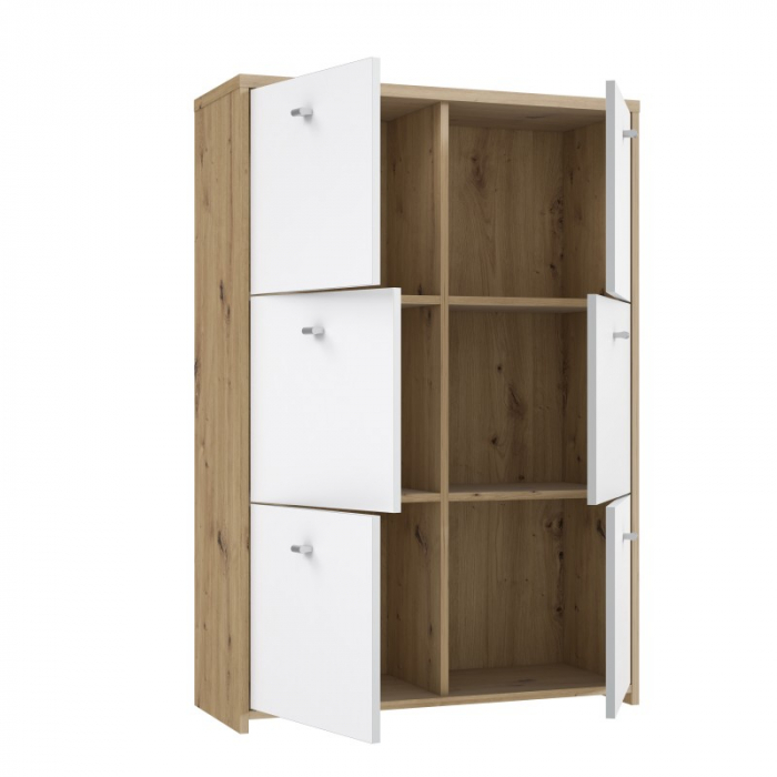 Comodă Tisa 77x112x29 cm Nuanta Alb/Sonoma [6]