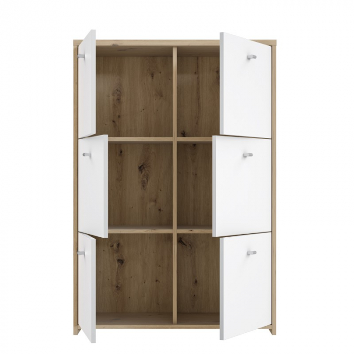 Comodă Tisa 77x112x29 cm Nuanta Alb/Sonoma [5]