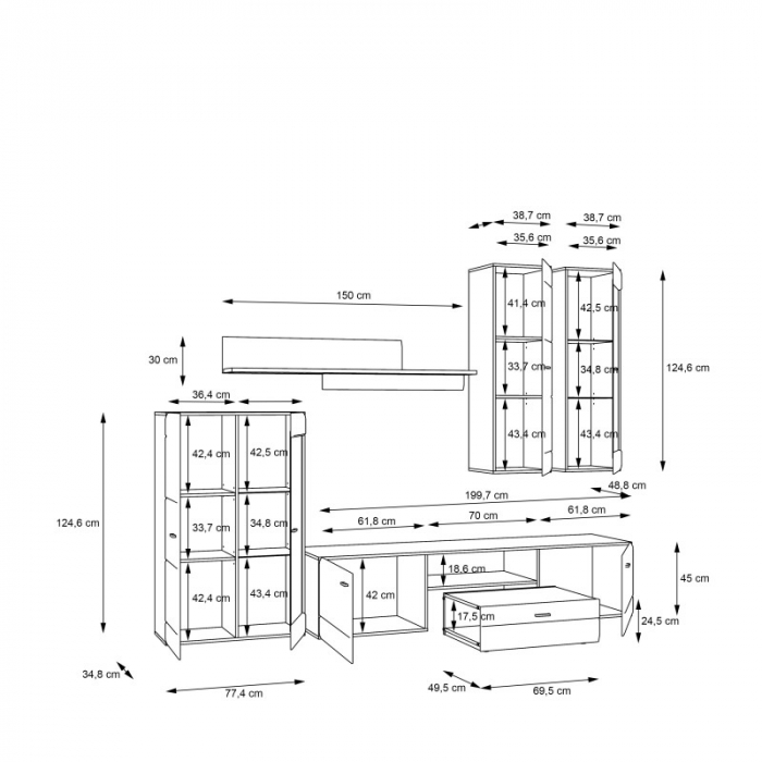 Mobilier Living Briliant 281x213x49 cm Nuanta Alb [6]