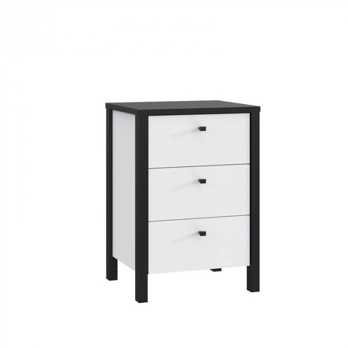 Noptiera Trio 35x70x30 cm Nuanta Alb/Negru [2]