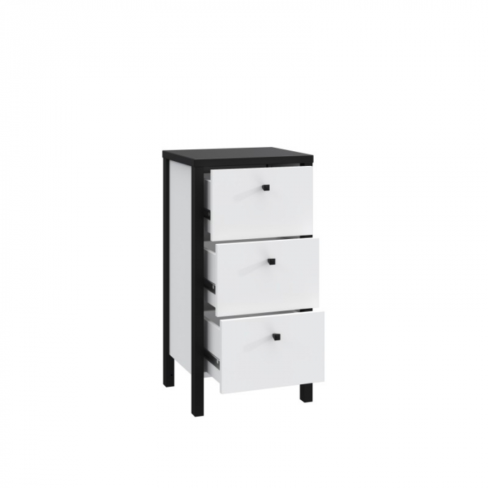 Noptiera Trio 35x70x30 cm Nuanta Alb/Negru [4]