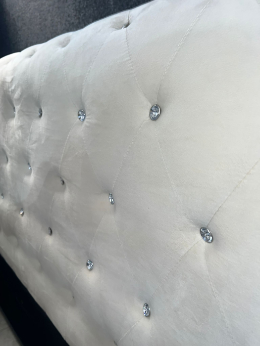 Pat 160x200 cm Sunday Crem cu 4 sertare Tapitat Catifea Somiera Inclusa [5]