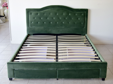 Pat Terasino cu 4 sertare 160x200 cm Tapitat Catifea Gri [7]