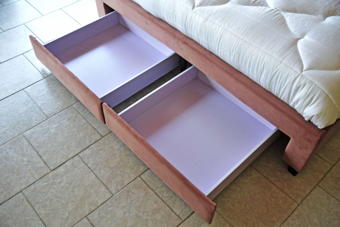 Pat Terasino cu 4 sertare 180x200 cm Tapitat Catifea Gri [4]