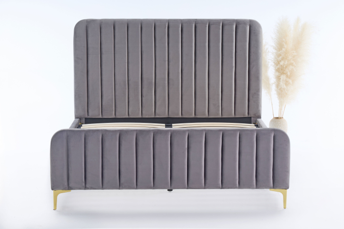 Pat+2 Noptiere Melinda 160x200 cm Tapitat Catifea Gri [3]