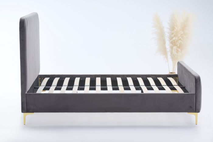 Pat+2 Noptiere Melinda 160x200 cm Tapitat Catifea Gri [4]