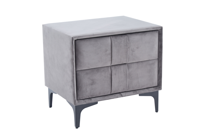 Pat+2 Noptiere Melinda 180x200 cm Tapitat Catifea Gri [4]