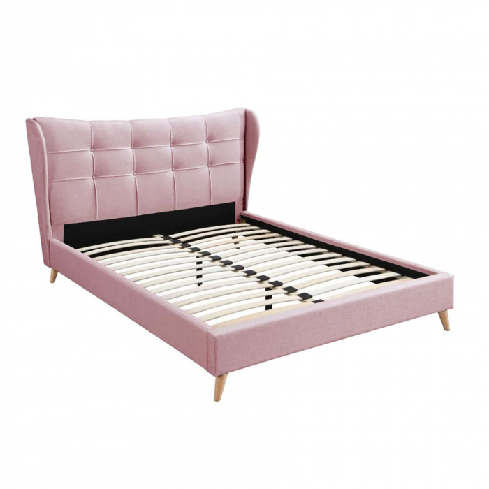 Pat Almera 160x200 cm Tapitat Catifea Burgundy Somiera Inclusa [3]