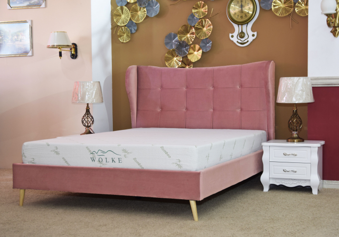 Pat Almera 160x200 cm Tapitat Catifea Burgundy Somiera Inclusa [6]