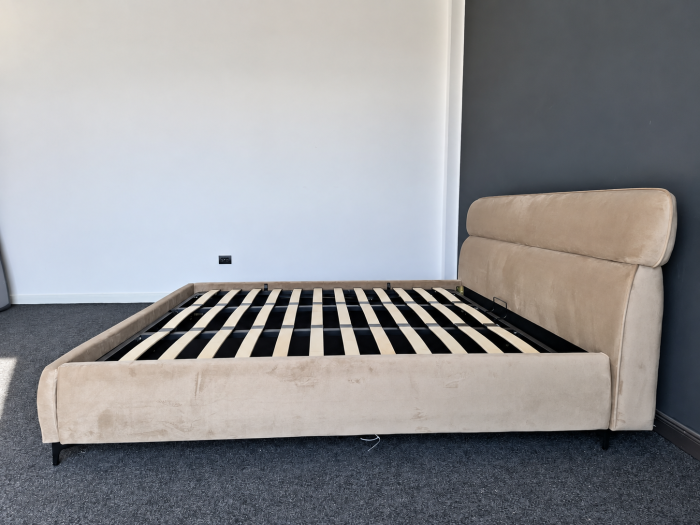 Pat Arena 180x200 cm Lada de Depozitare Tapitat Catifea Bej Somiera Inclusa (cod ML2603-01) [13]