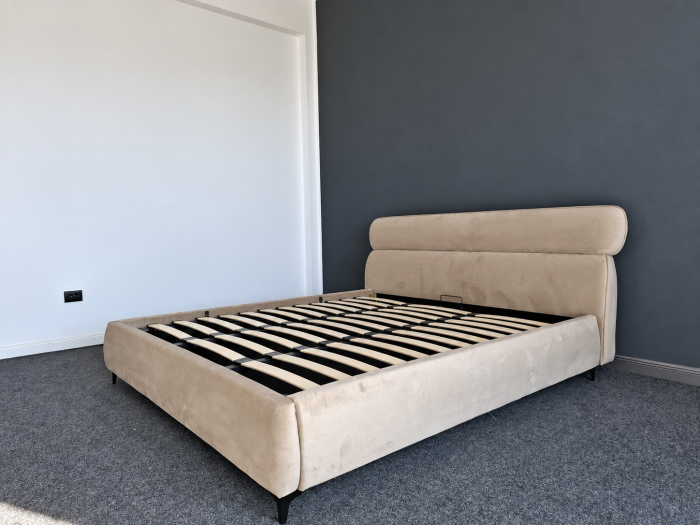 Pat Arena 180x200 cm Lada de Depozitare Tapitat Catifea Bej Somiera Inclusa (cod ML2603-01) [7]
