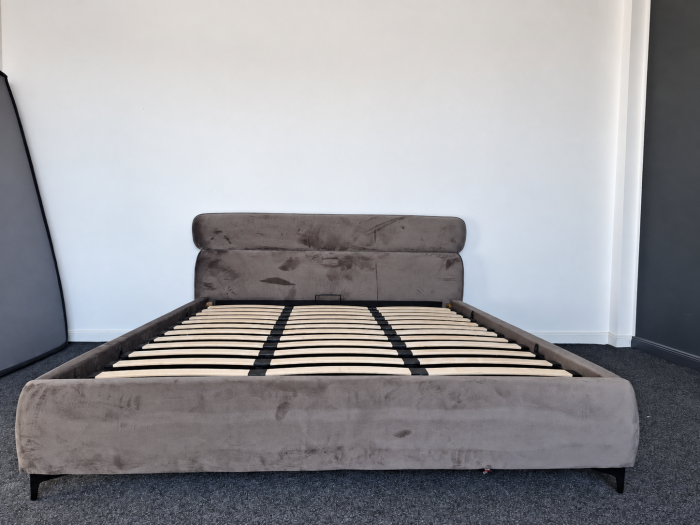 Pat Arena 180x200 cm Lada de Depozitare Tapitat Catifea Gri Somiera Inclusa (cod ML2603-04) [8]