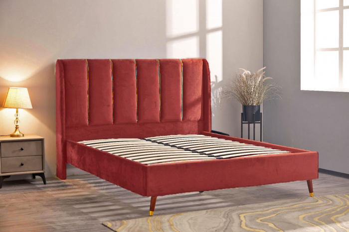 Pat Belmonde 160x200 cm Tapitat Catifea Burgundy Somiera Inclusa [3]