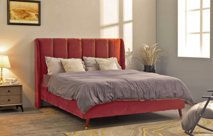 Pat Belmonde 160x200 cm Tapitat Catifea Burgundy Somiera Inclusa [2]