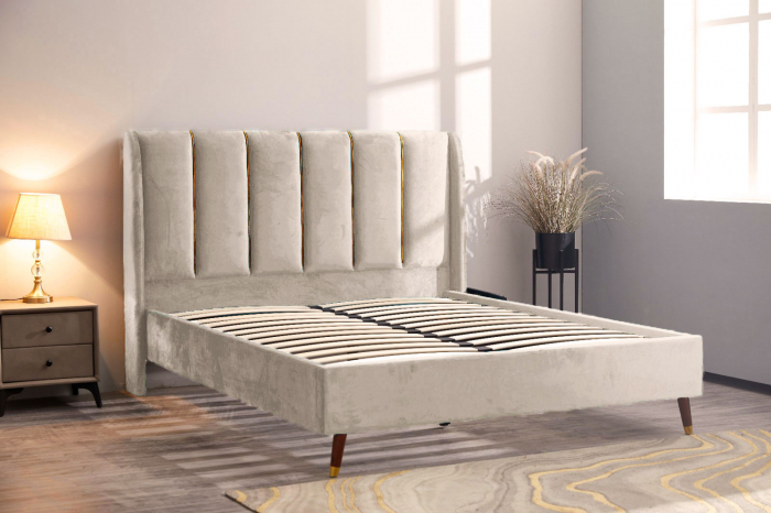 Pat Belmonde 180x200 cm Tapitat Catifea Grey Somiera Inclusa [2]