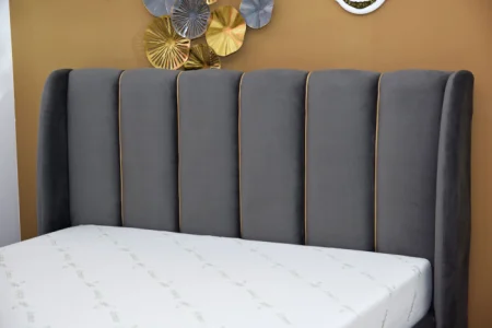 Pat Belmonde 180x200 Lada de Depozitare Tapitat Catifea Gri (cod:2304) [5]