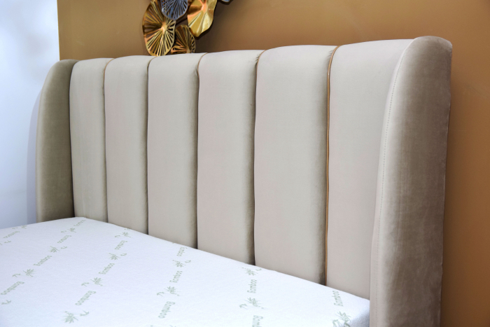 Pat Belmonde 160x200 cm Tapitat Catifea Bej Somiera Inclusa (cod ML 2304-01) [3]