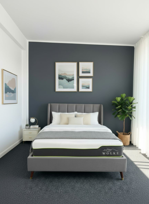Pat Belmonde Lada Depozitare 160x200 cm Gri + Saltea Wolke Memory Cooling Gel 160x200x25cm [2]