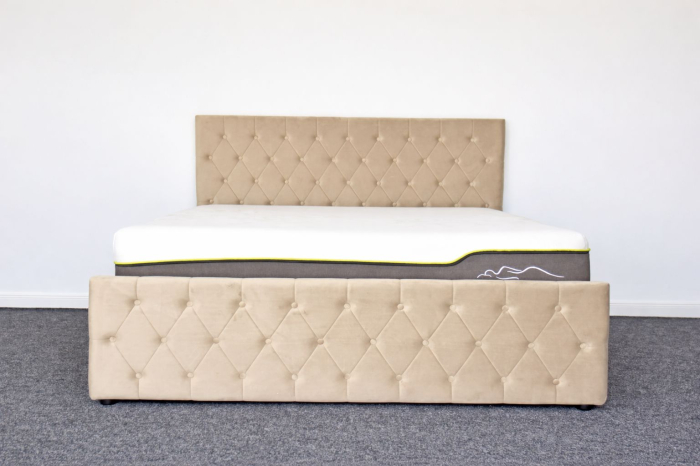 Pat Bravo 160x200 cm Lada Depozitare Tapitat Bej Somiera Inclusa [3]