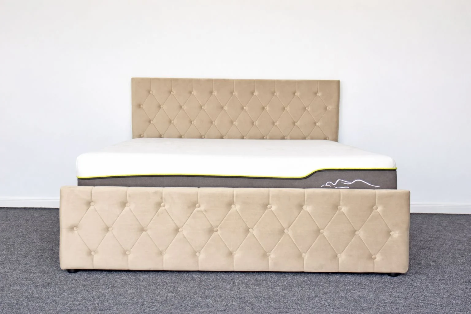 Pat Bravo 160x200 cm Lada Depozitare Tapitat Catifea Gri Somiera Inclusa [3]