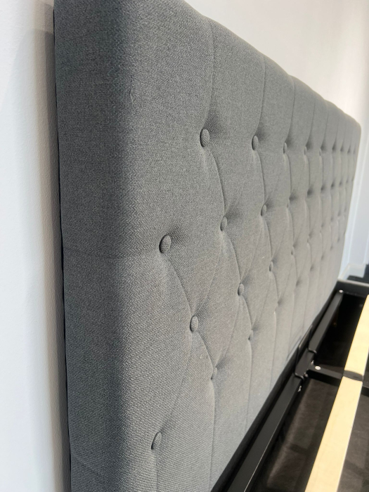 Pat Bravo 160x200 cm Lada Depozitare Tapitat Stofa Gri Somiera Inclusa [7]