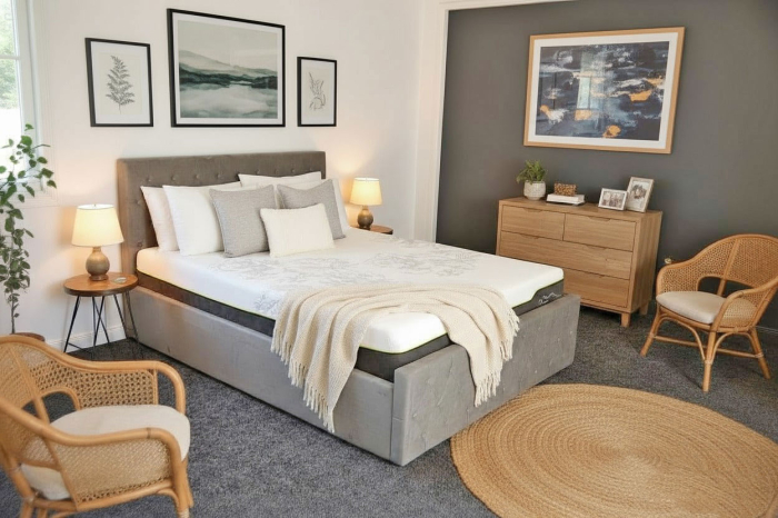 Pat Bravo 180x200 cm Lada Depozitare Tapitat Catifea Gri Somiera Inclusa [3]